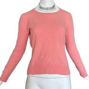 Lord & Taylor 100% Cashmere Salmon Pink Crew Sweater Size L